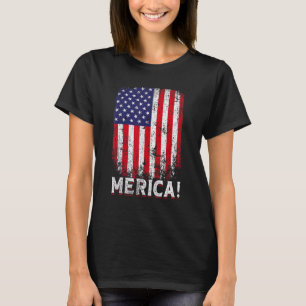 Men Women Retro Usa Vintage Merica American Flag T-Shirt