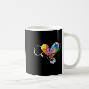Men women stethoscope autism heart colourful puzzl coffee mug