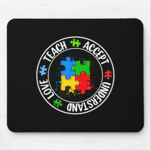Men Women Teach Love Accept Understand Autism Awar Mouse Mat
