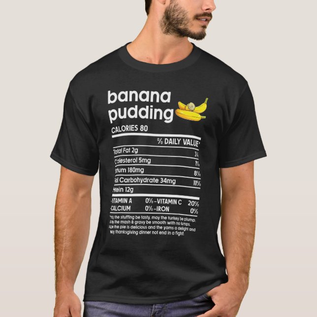 Men Women Thanksgiving Shirts, Banana Pudding Nutr T-Shirt (Front)