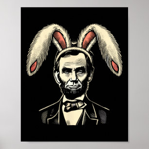 Men Women Vintage Easter Bunny Costume Abraham Lin Poster