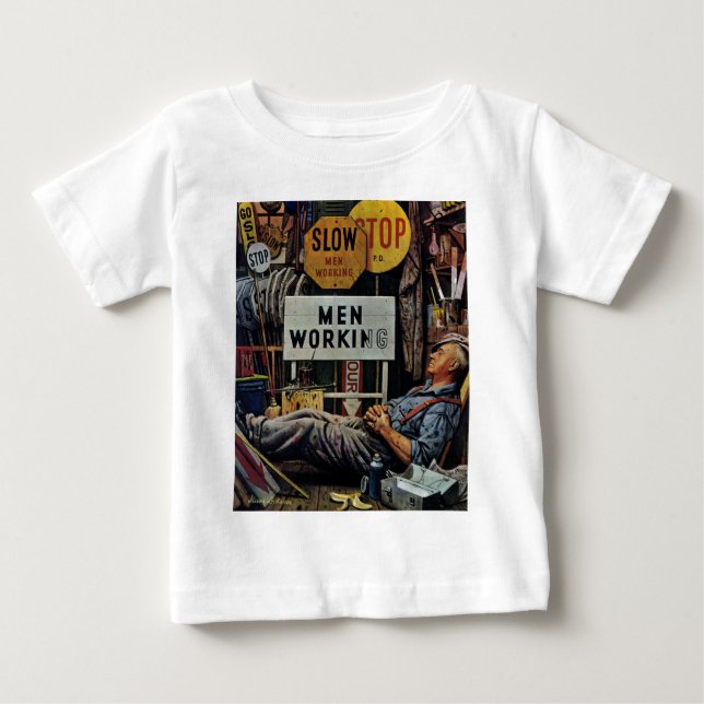 Men Working Baby T-Shirt (Front)