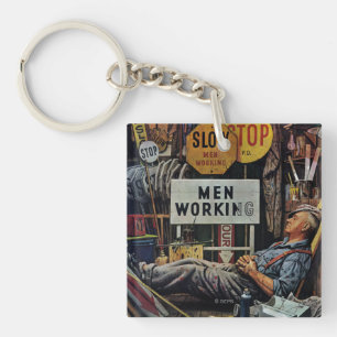 Men Working Key Ring