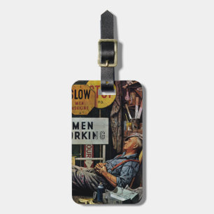 Men Working Luggage Tag