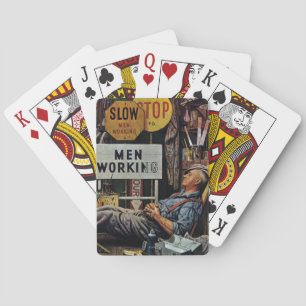 Men Working Playing Cards