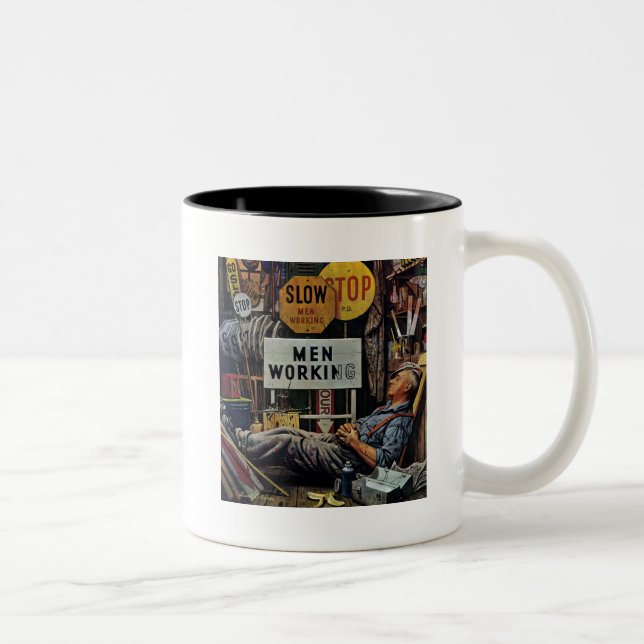 Men Working Two-Tone Coffee Mug (Right)