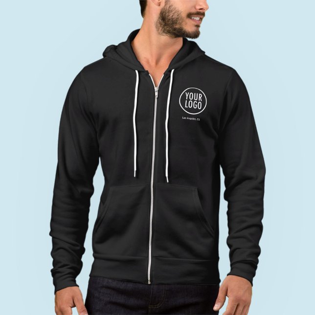 Men Zipper Jogger Jacket with Logo No Minimum Hoodie (MISOOK Black Jogger Jacket with Logo)