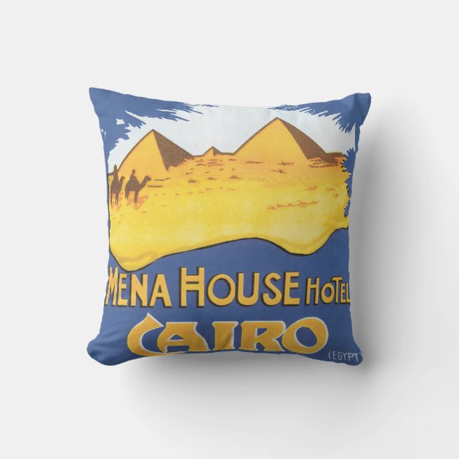 Mena House Hotel Cairo Vintage Travel Poster Cushion (Front)