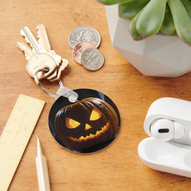 Menacing Halloween Pumpkin, Key Ring (Desk)