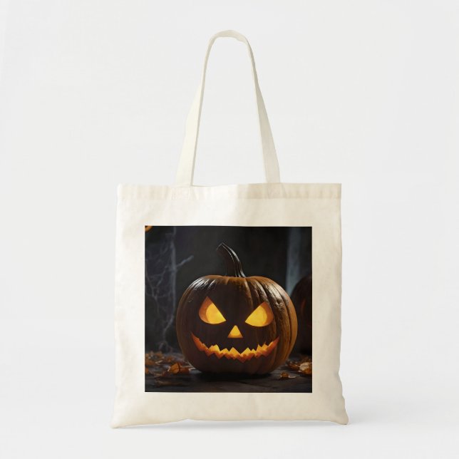 Menacing Halloween Pumpkin, Tote Bag (Front)