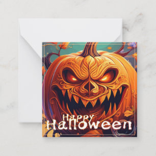 Menacing Jack-o-Lantern Glowing Eyes Halloween Card