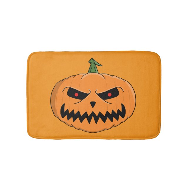 Menacing Jack O'Lantern Halloween Bath Mat (Front)