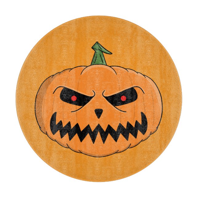 Menacing Jack O'Lantern Halloween Cutting Board (Front)