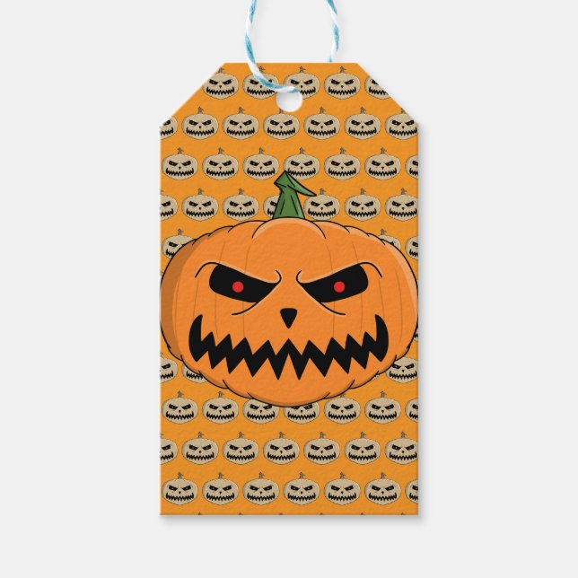 Menacing Jack O'Lantern Halloween Gift Tags (Front)