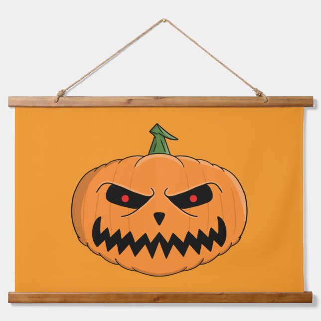 Menacing Jack O'Lantern Halloween Hanging Tapestry (Front)
