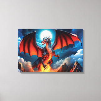 Menacing Red Dragon  Canvas Print
