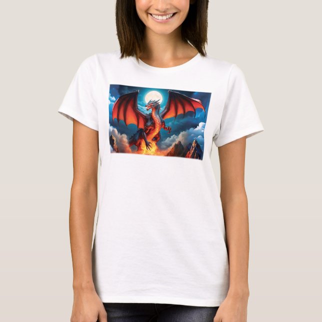 Menacing Red Dragon Standing Tall T-shirt (Front)