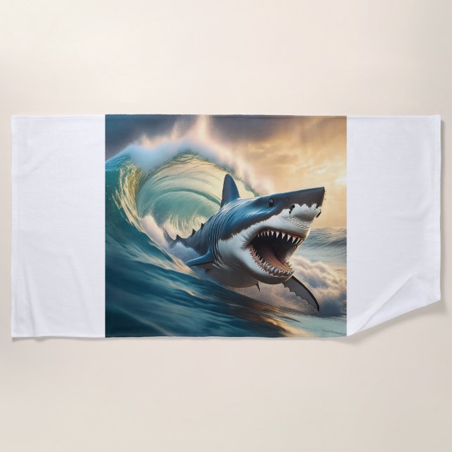 Menacing Shark Beach Towel  (Front)