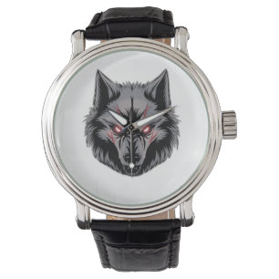 Menacing Wolf with Glowing Red Eyes Watch