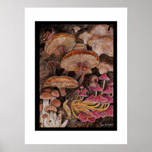 Menagerie of Mushrooms Poster