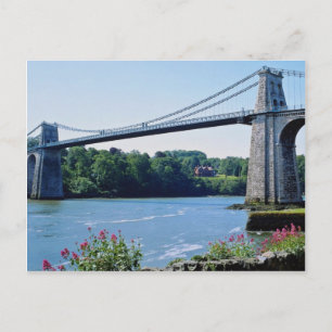 Menai Bridge, Gwynedd, North Wales flowers Postcard