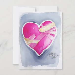 Mended Pink Heart Watercolor Illustration for Card