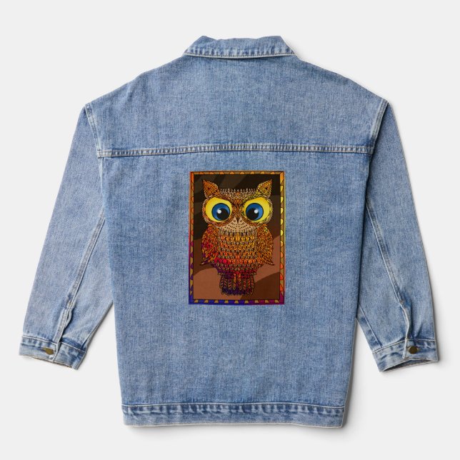 Mendela Owl Denim Jacket (Back)