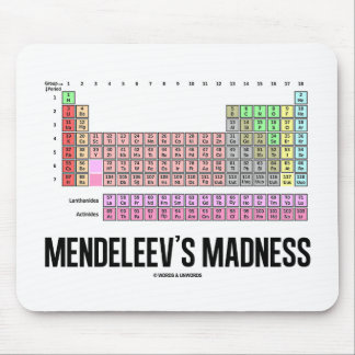 Mendeleev's Madness (Periodic Table Of Elements) Mouse Mat