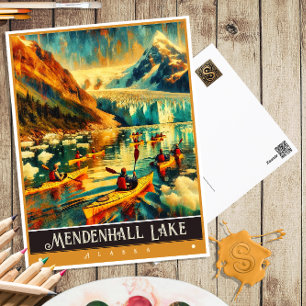 Mendenhall Lake, Alaska Vintage Painting Postcard