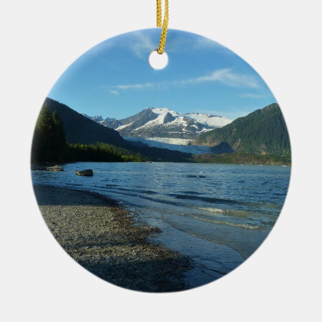 Mendenhall Lake in Juneau Alaska Landscape Ceramic Tree Decoration (Front)