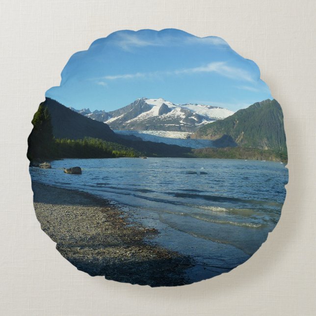 Mendenhall Lake in Juneau Alaska Landscape Round Cushion (Front)