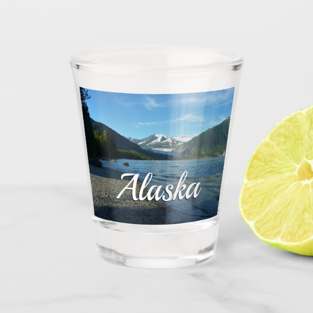 Mendenhall Lake in Juneau Alaska Landscape Shot Glass (Front)
