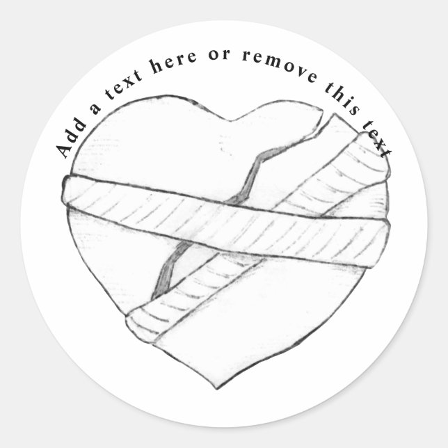 Mending a Broken Heart Sketch Classic Round Sticker (Front)