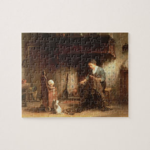 Mending the Nets (oil on panel) Jigsaw Puzzle