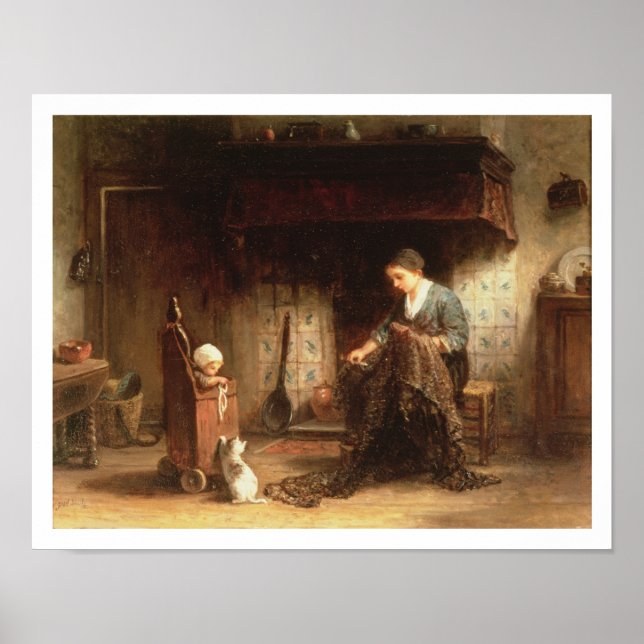 Mending the Nets (oil on panel) Poster (Front)