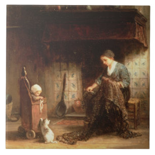 Mending the Nets (oil on panel) Tile