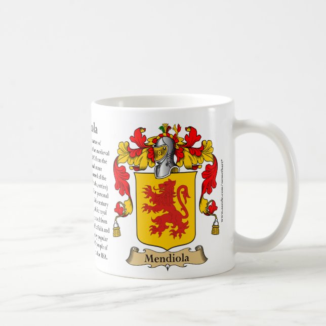Mendiola, the Origin, the Meaning and the Crest Coffee Mug (Right)