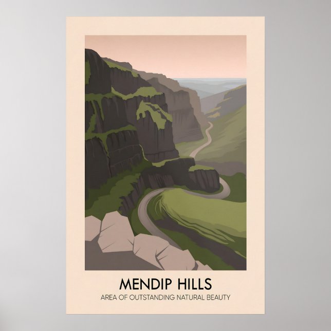 Mendip Hills AONB Travel Poster (Front)