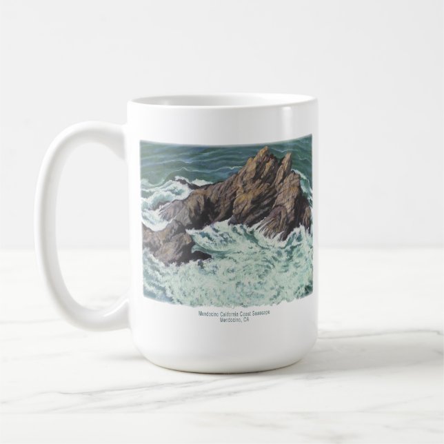 Mendocino California Coast Seascape; print,t-shirt Coffee Mug (Left)