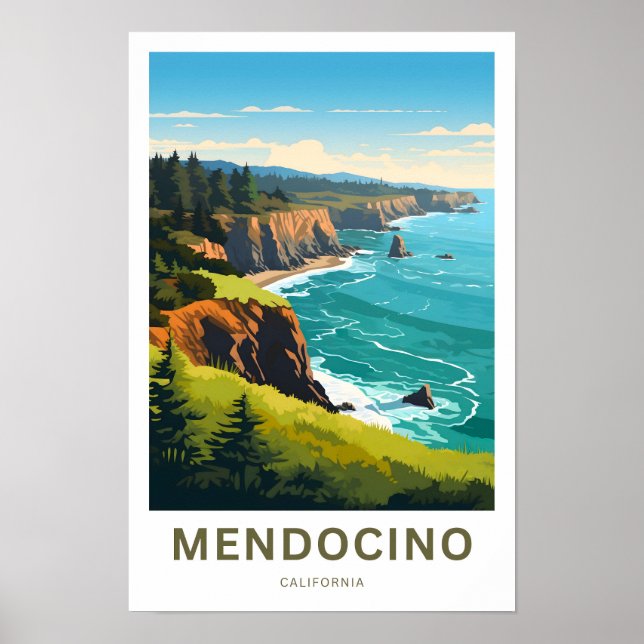 Mendocino California Travel Print (Front)