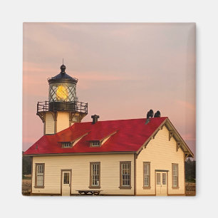 Mendocino Lighthouse Sunset Photo Magnet