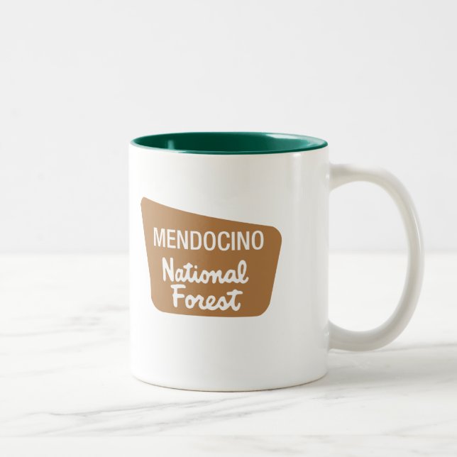Mendocino National Forest (Sign) Two-Tone Coffee Mug (Right)