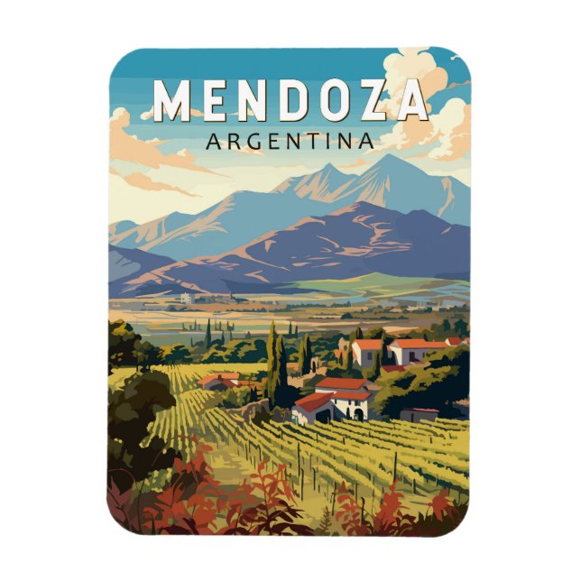 Mendoza Argentina Travel Art Vintage Magnet (Vertical)