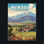 Mendoza Argentina Travel Art Vintage Postcard<br><div class="desc">Mendoza retro vector travel design. Mendoza is a city in Argentina’s Cuyo region and the heart of Argentina's wine country,  famed for Malbecs and other red wines.</div>
