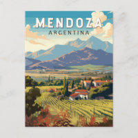 Mendoza Argentina Travel Art Vintage