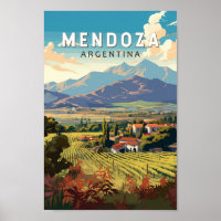 Mendoza Argentina Travel Art Vintage