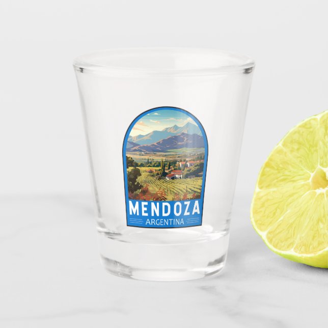Mendoza Argentina Travel Art Vintage Shot Glass (Front)