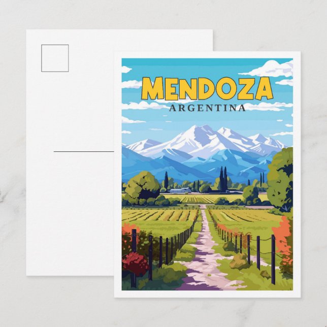 Mendoza Argentina vintage travel illustration Postcard (Front/Back)