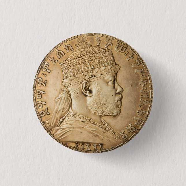 Menelik II Selassie I Jah Rastafari Reggae Rasta 3 Cm Round Badge (Front)