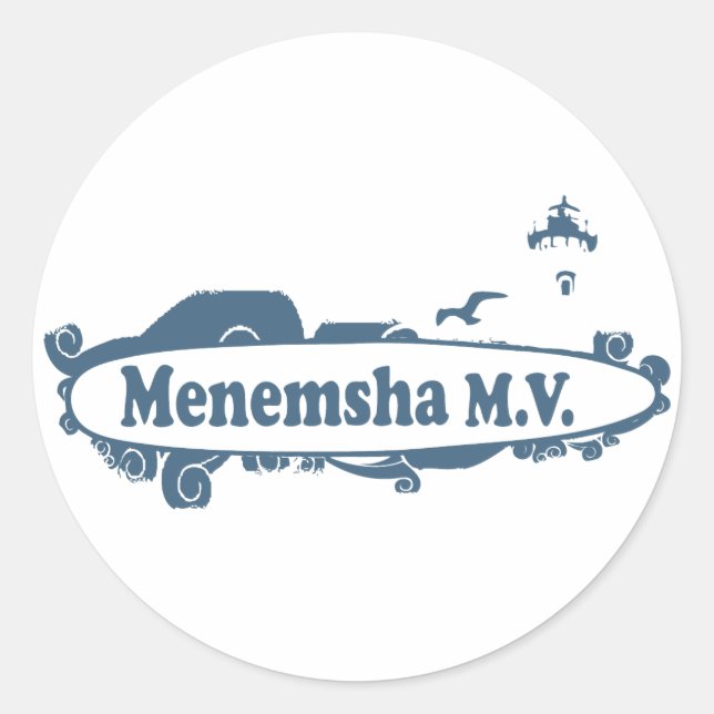 Menemsha Beach - Surf Design. Classic Round Sticker (Front)